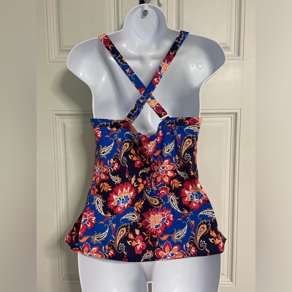 M- Paisley-Floral Sweetheart Swim Tankini - Picture 5 of 8